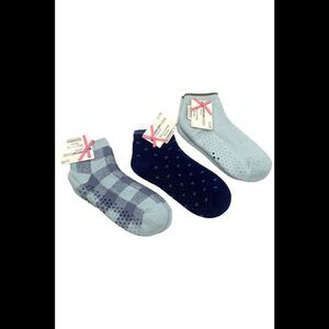 Comfort Code Women's 3-pack Terry Anklet Lounge Socks Plaid/Blue/Turq